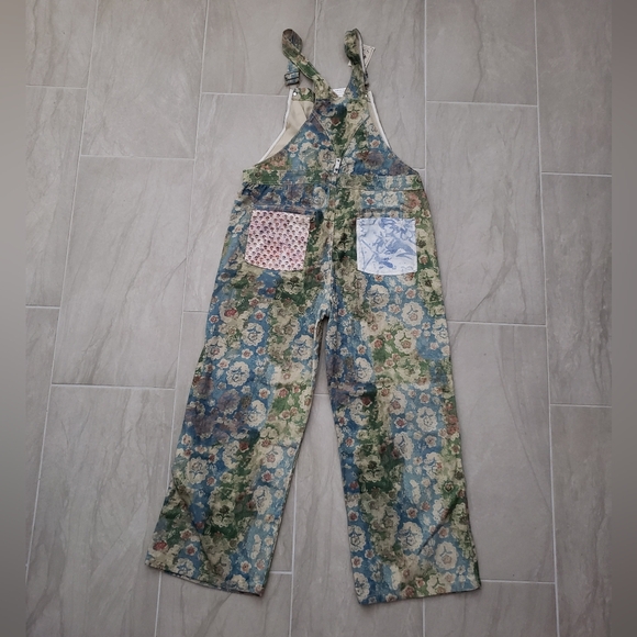 NWT Easel Laney Mae Overalls Watercolor Patchwork - Picture 4 of 11